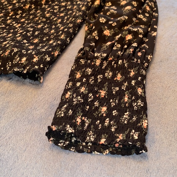 Reformation Pinto Freesia Floral Black Smocked Top 2X - Picture 7 of 13